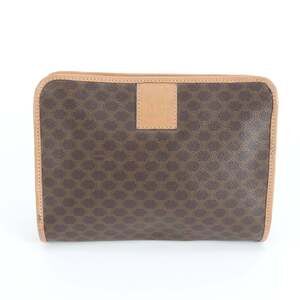 Celine Macadam Leather Clutch Bag, Brown, Men's